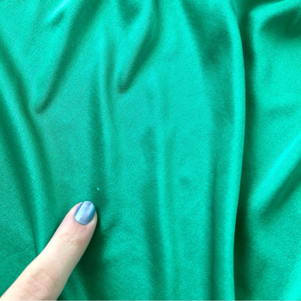 Vintage 70s House of Bianchi Green Surplice Bust Gown w/ Capelet Shawl - Picture 12 of 16